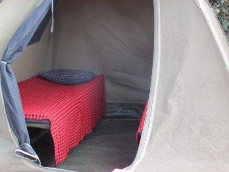Interior of a safari camping tent