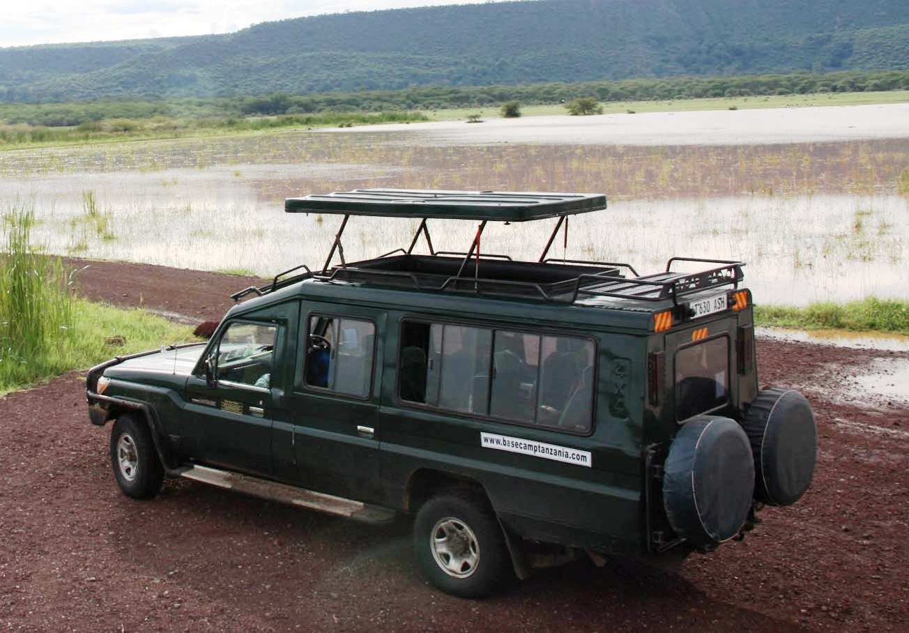 Base Camp Tanzania safari vehicle on game drive in the Serengeti